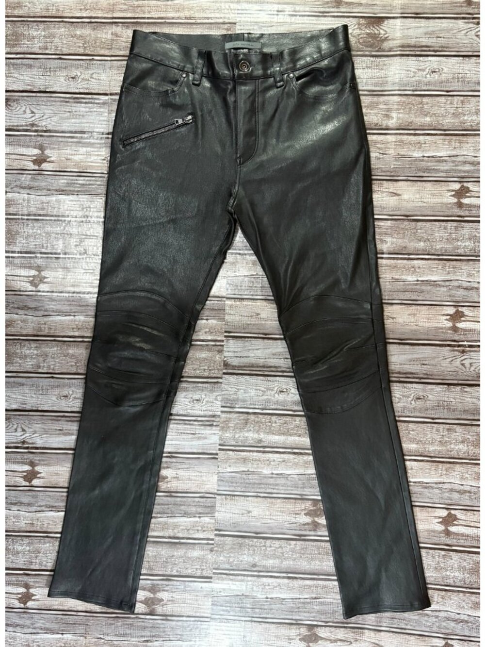 John Varvatos Collection Biker lamb Leather Pants Jeans sz 29R color Black $1798